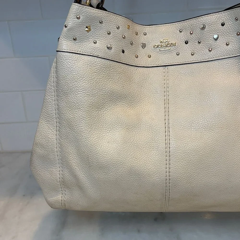 Coach Bag Purse Handbag Leather Lexy Stardust Stud Pebbled Shoulder Pocketbook